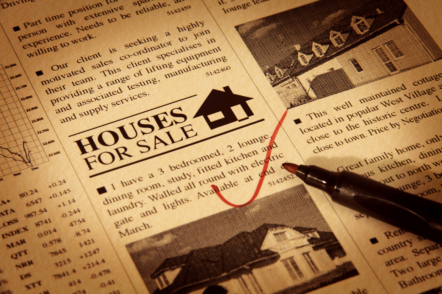 Detail of Newspaper with Houses for Sale Ads